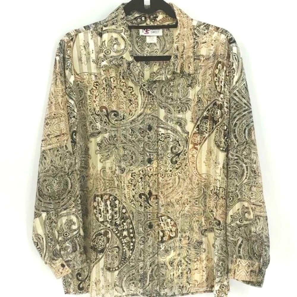 Vintage‎ womens blouse by Maggie Sweet. Sheer with long sleeve. Paisley p…